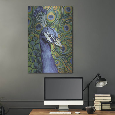 Peacock Profile Muted' by Yvette St. Amant Metal Wall Art