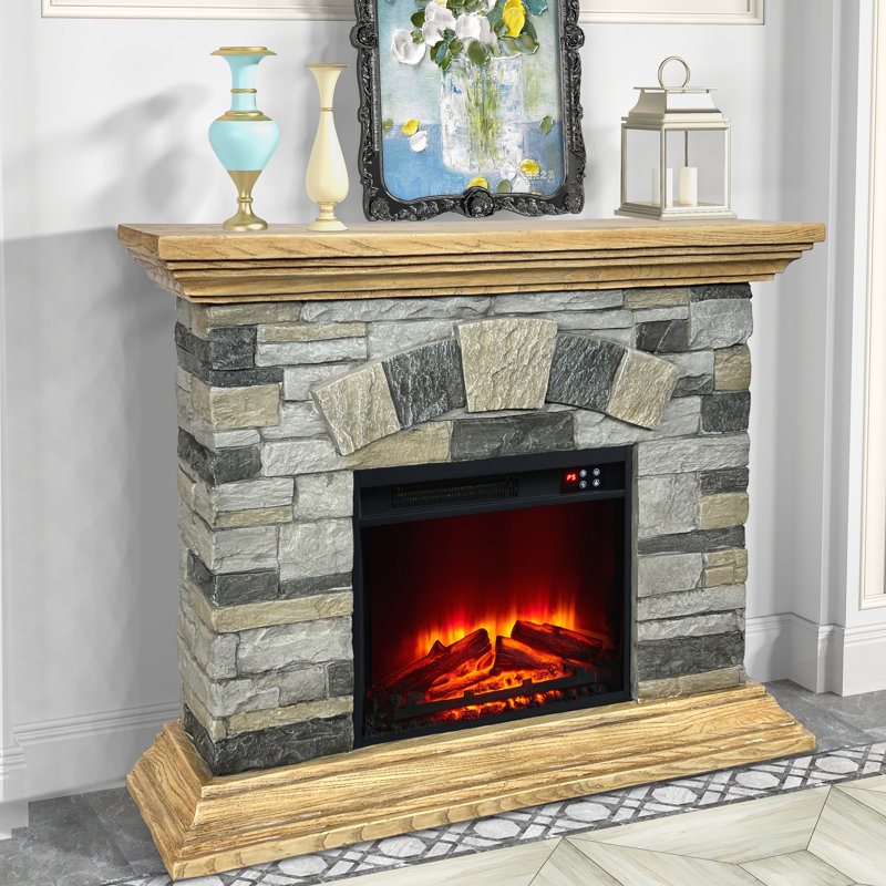 Iseminger 40"  Electric Fireplace, Light Tan