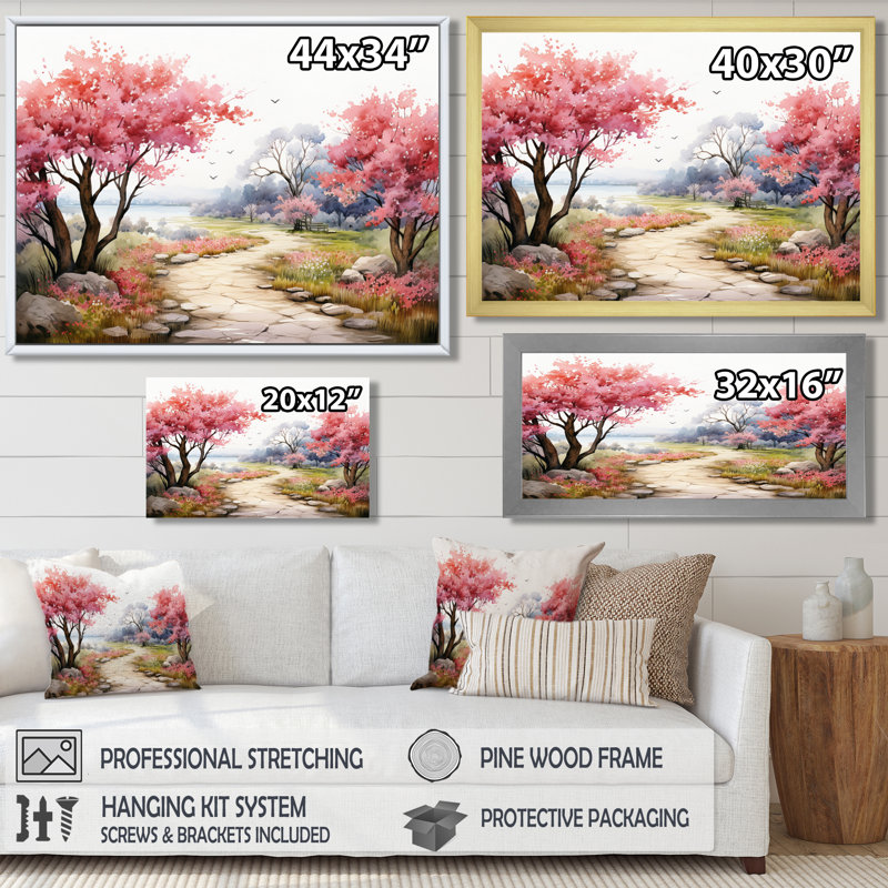 Décoration de campagne champêtre entre les fleurs de cerisier - campagne, H 24 po x l 32 po x P 1 po