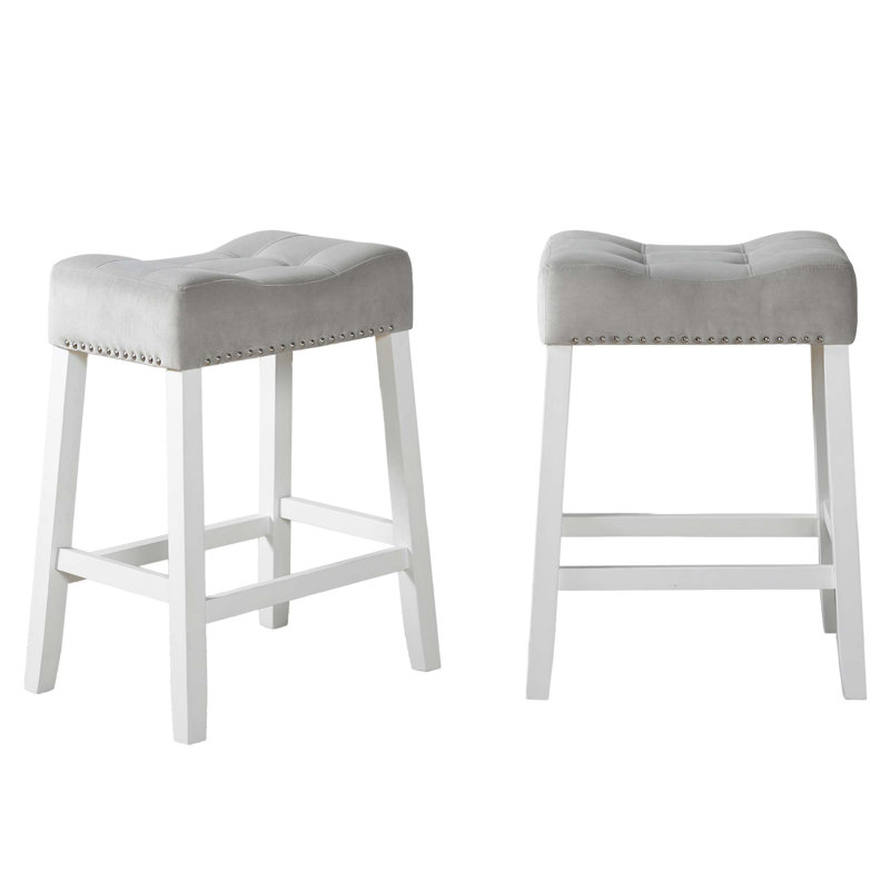 Ensemble de 2 tabourets à hauteur de comptoir en velours Morovo, élégants et durables pour les cuisines et les bars modernes