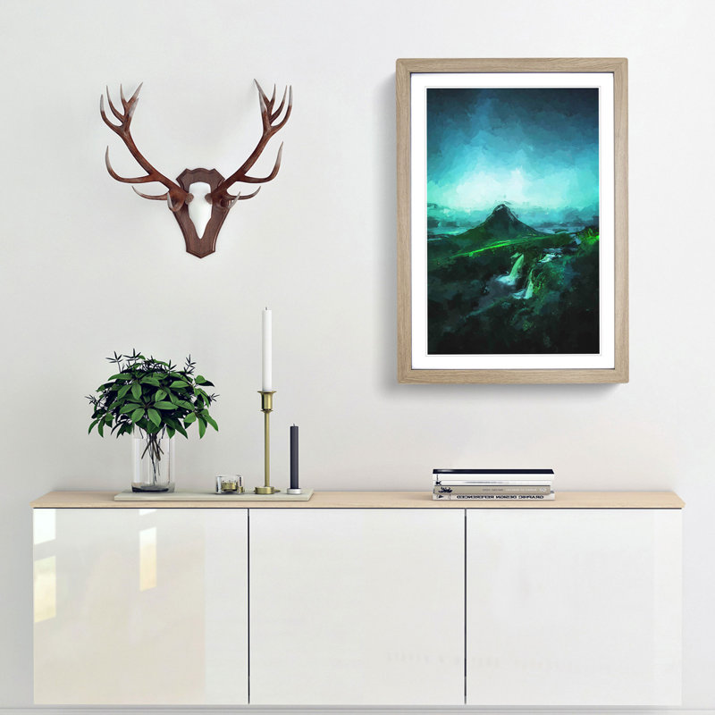 Waterfalls - Picture Frame Graphic Art Print, 60cm H x 40cm W x 2cm D, Oak