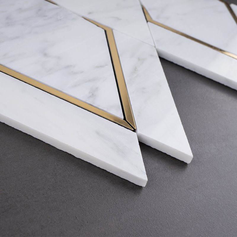 Natural Blanco 4.5" x 8.25" Mosaic Wall Tile, White/Gold