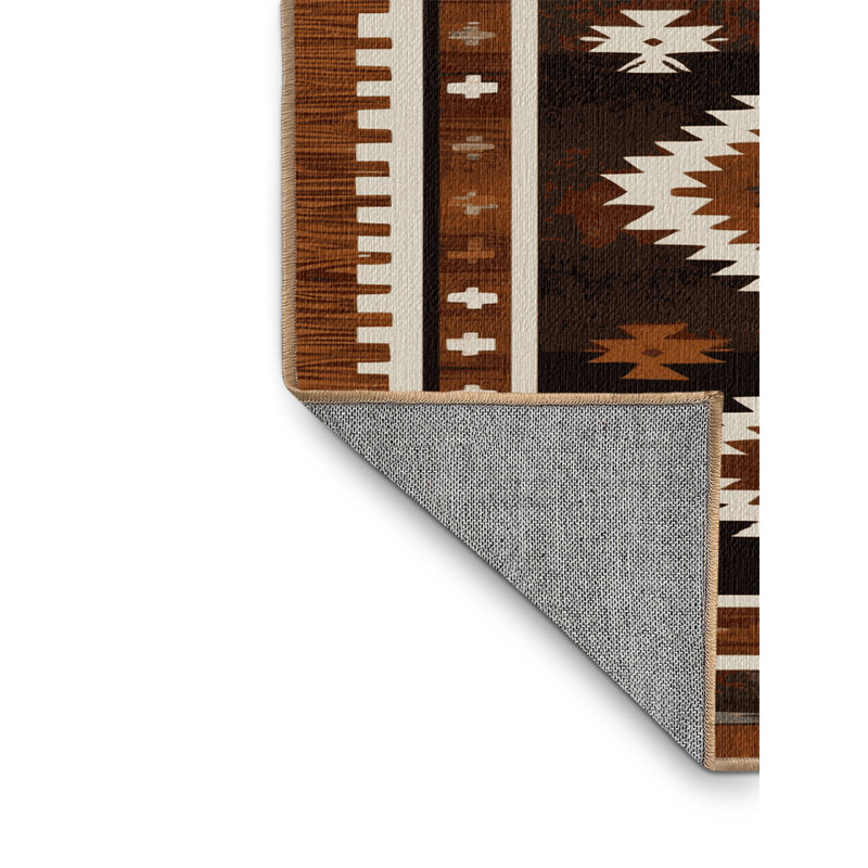  Tapis lavable à franges en cuir style Sud-Ouest, Carré 5 pi