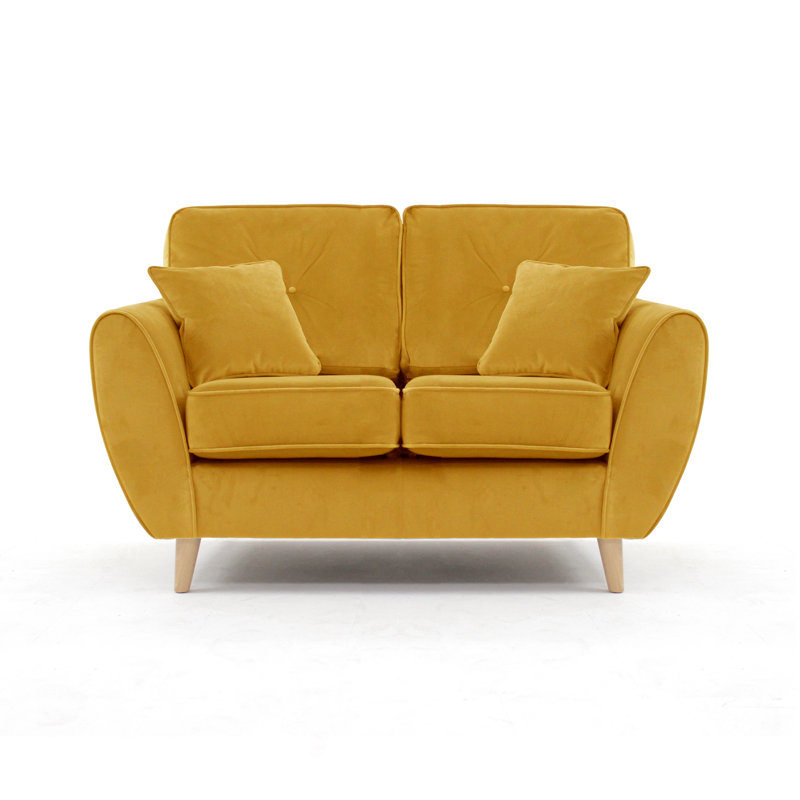 Rafe 2 Seater Velvet Sofa, Mustard Velvet