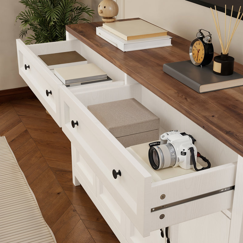55.1''W Modern Sideboard Buffet, Credenza Storage Cabinets, Adjustable Shelves, Rustic Brown