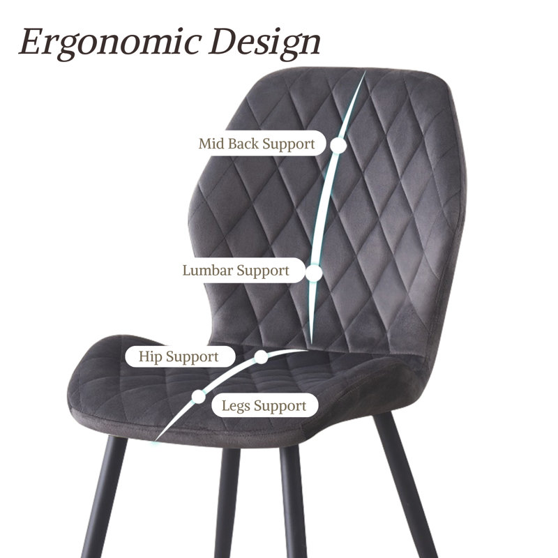 Stansky Upholstered Velvet Dining Chairs, Grey