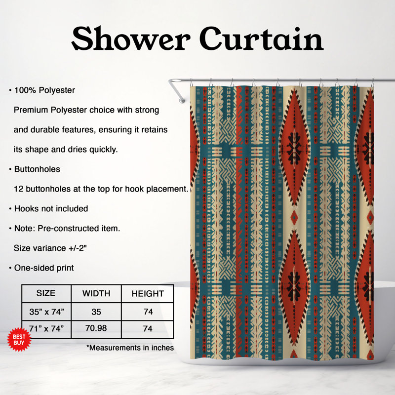 Rideau de douche Boho Stripes - Premium, H 74 po x l 71 po