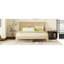 Queen Size Rubber Wooden, Solid Wooden Bed With Rattan Headboard, Enhanced By Support Feet,Oak White
