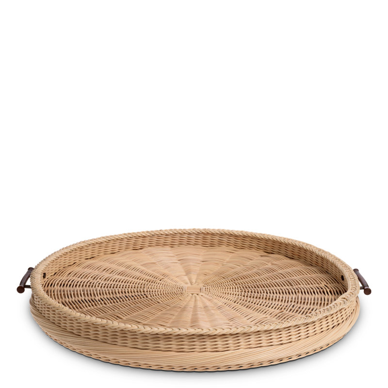 Tray Vimini L Natural Rattan, 3.54" H x 32.68" W x 32.68" D