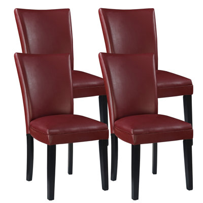 Chaises de salle à manger rembourrées en similicuir rouge