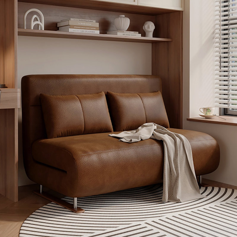 Canapé-lit brun avec pattes, H 32,68 po x l 88,19 po x P 70,87 po