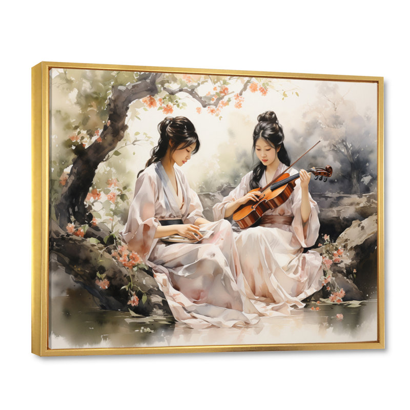 «China Art Jasmine Tea» - impression, Cadre flottant doré, H 30 po x l 40 po x P 1,5 po