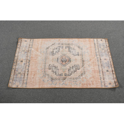 Boho Chic Vintage Turkish Handwoven Area Rug for Small Living Room or Entryway Decor