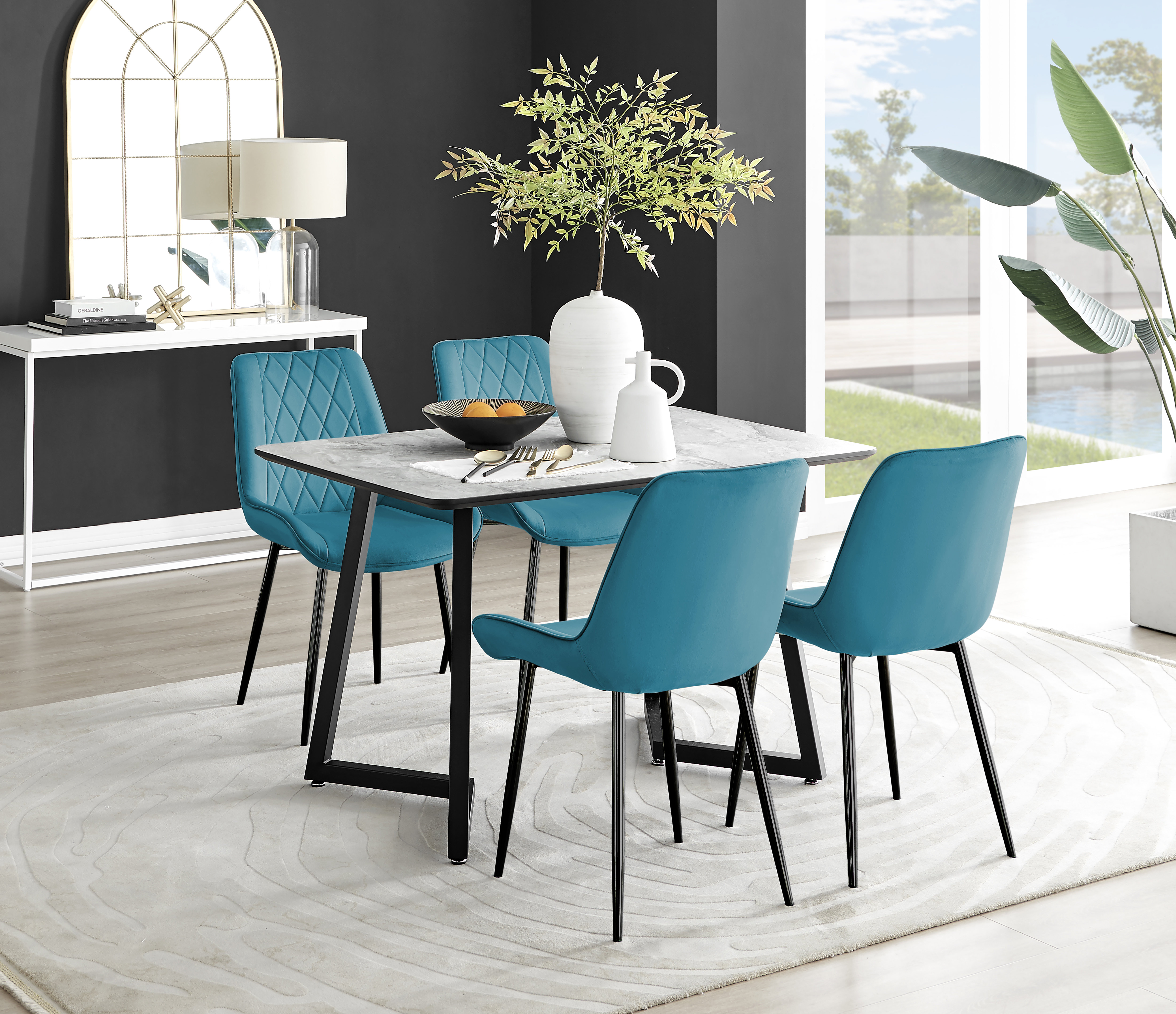 Marble effect 2025 dining room table