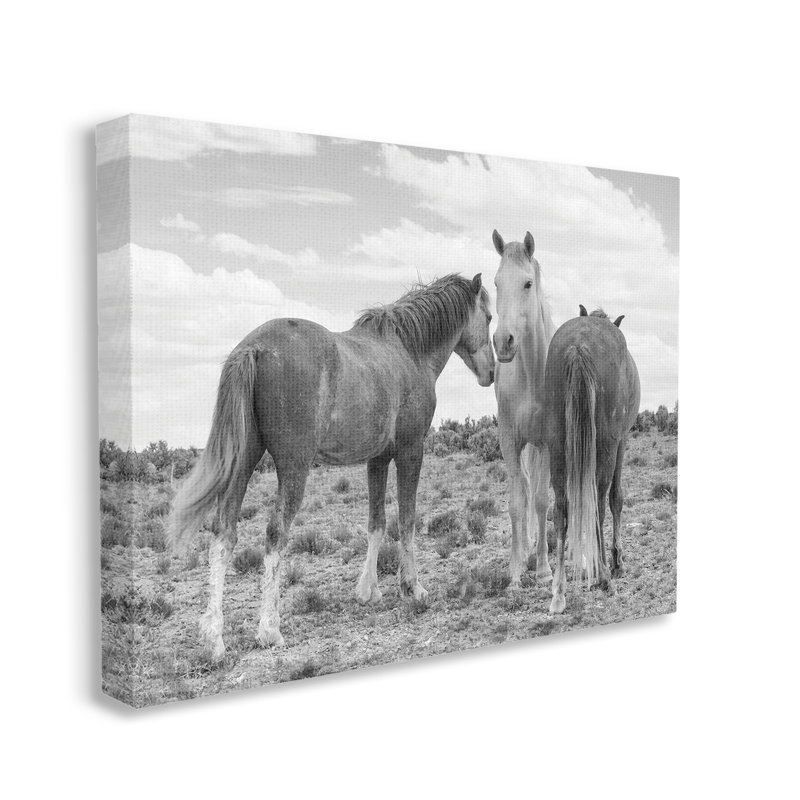 «Horse Trio in Desert», art mural sur toile par JG Studios, H 30 po x l 24 po