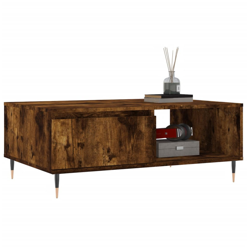 Erinn Four Leg Coffee Table with Storage, Smoked Oak