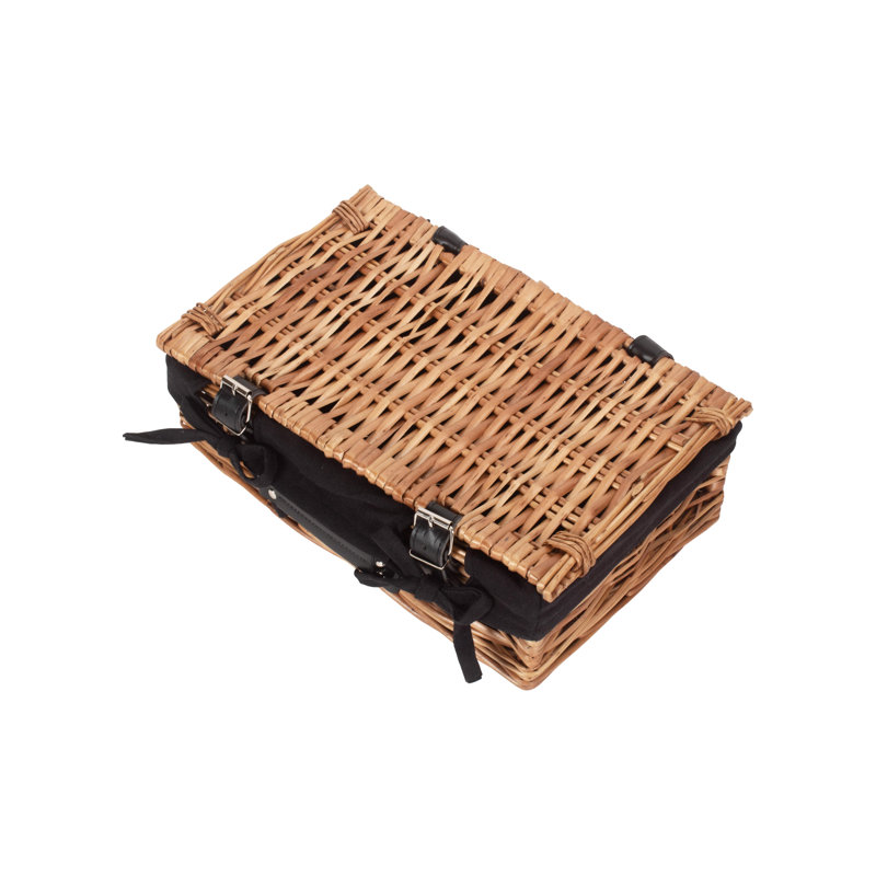 Wicker Lined Packaging Gift Hamper Basket, Black, 11cm H x 34cm W x 19cm D