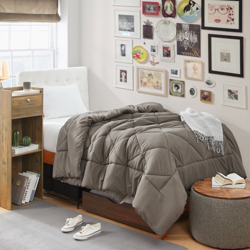 Édredon réversible pour lit simple TG, Brun foncé