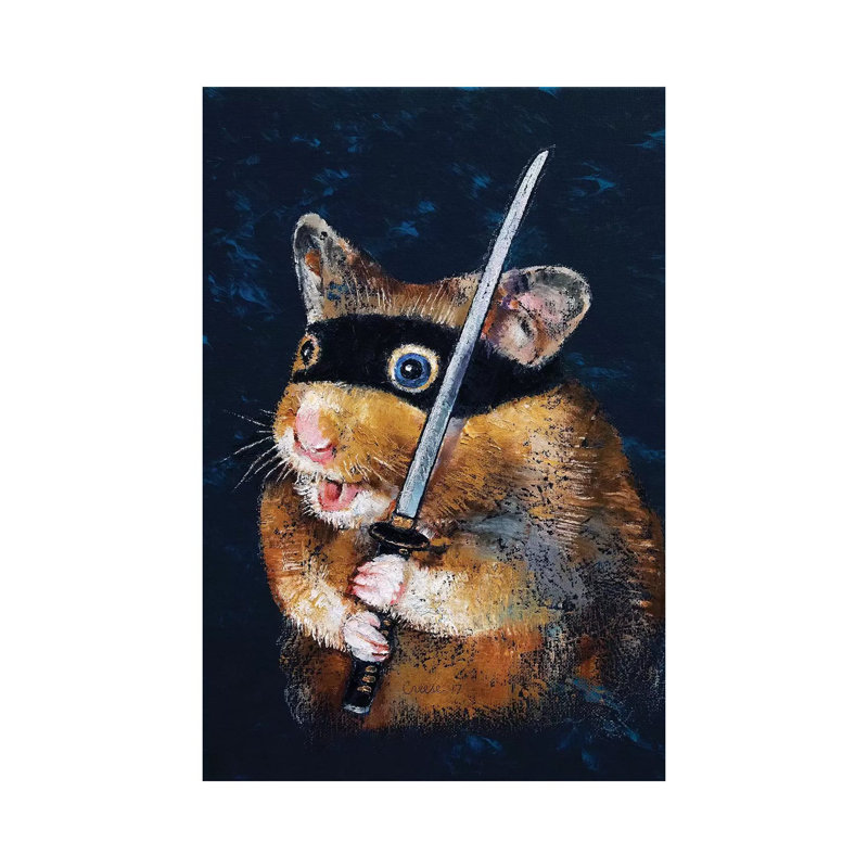 Ninja Hamster by Michael Creese - Wrapped Canvas Painting, 20.32 cm H x 30.48 cm W