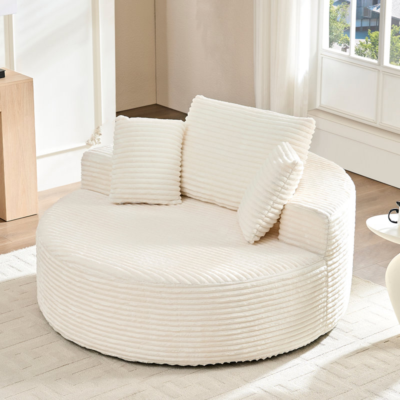 Fauteuil à billes rond en velours côtelé, Noir