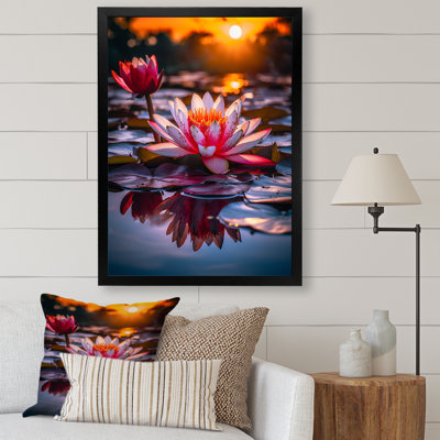 Lotus Pond au coucher du soleil - impression