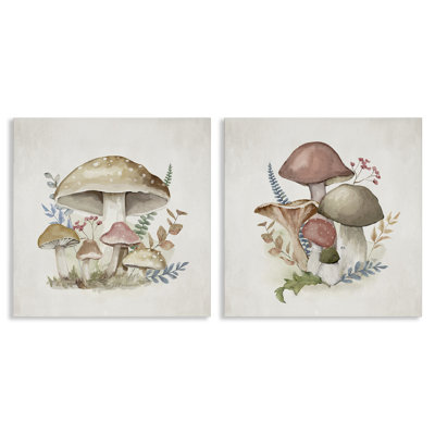 Pastel Blooming Mushrooms 2pc Canvas Set, design by Mollie B.