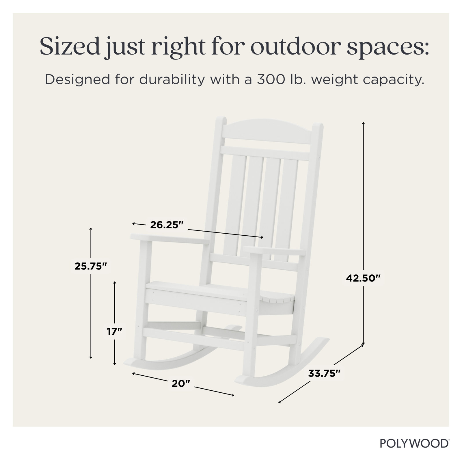 POLYWOOD® Rocker Patio Rocking Chair, White