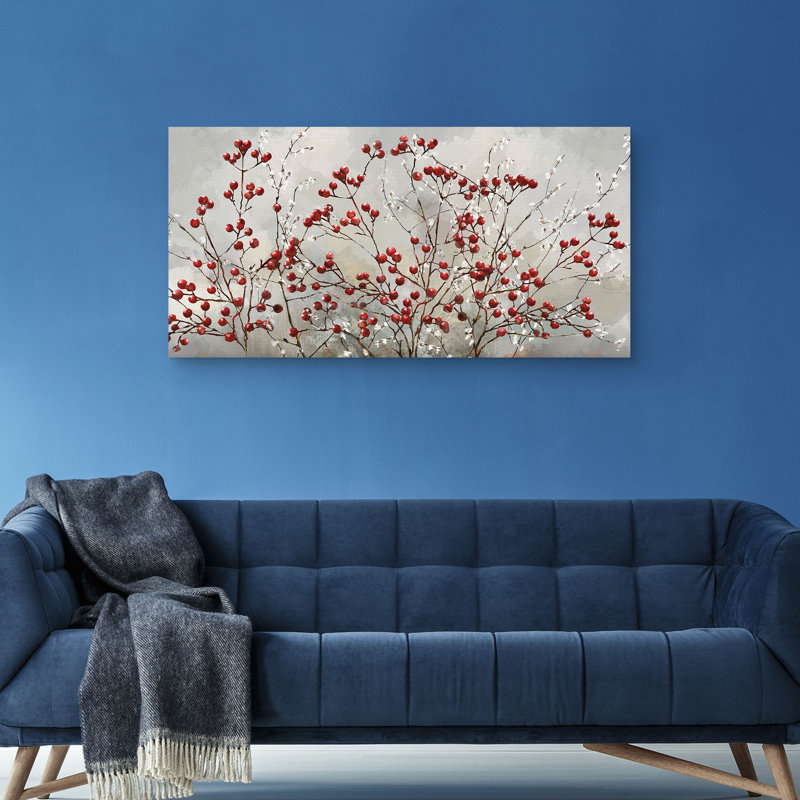 Winterberries by Studio Arts Canvas Wall Art Print, 21" H x 40" W x 1.5" D