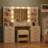 55'' W Makeup Vanity With Mirror & Lights, 10 Drawers Vanity Desk With Charging Station, 6 Open Shelves, 3 Lighting Modes Brightness Adjustable, Glass Top Vanity With Chair