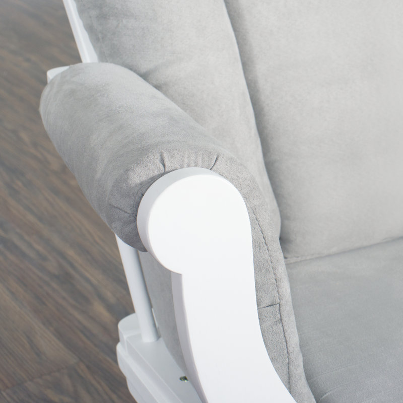 Matte White and Light Gray Glider with Ottoman Set