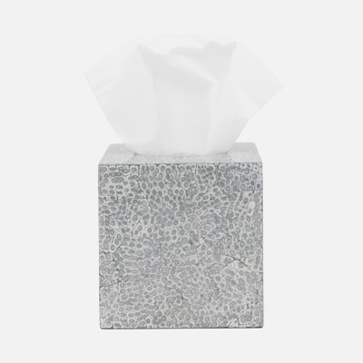 CALLAS, Silver/White, Tissue Box, Square Straight, Lacquered Eggshell.
