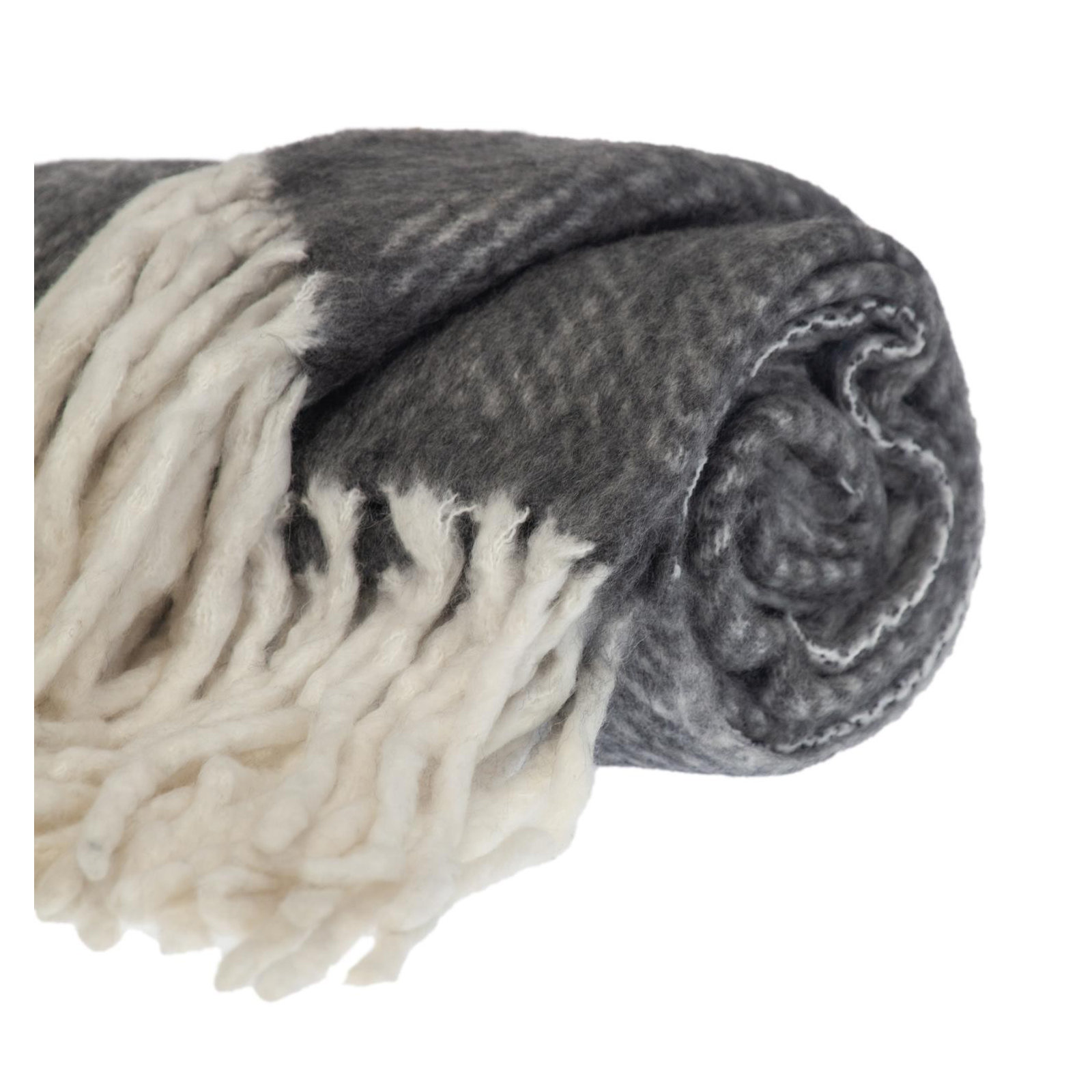 Ixia Wool Blend Knitted Throw Blanket, Black/White