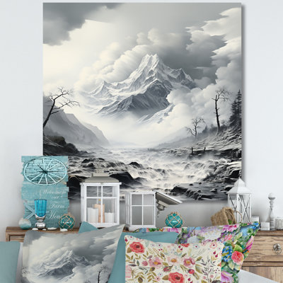 Black And White Mountains Landscape Fog III - Fruits Wall Art