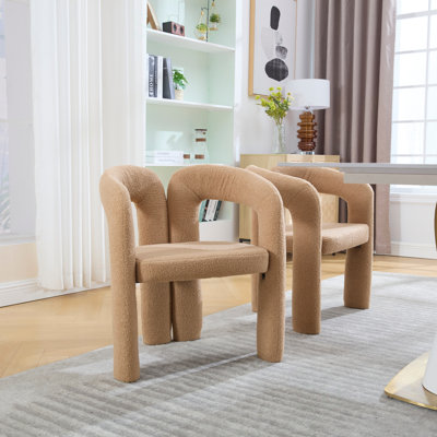 Ensemble de 2 fauteuils d'appoint / de salle à manger / de barils en tissu de velours de conception contemporaine