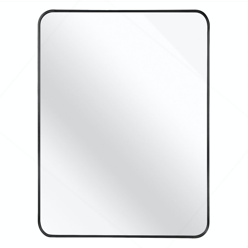 Metal Framed Rectangular Bathrrom Mirror For Wall., Black