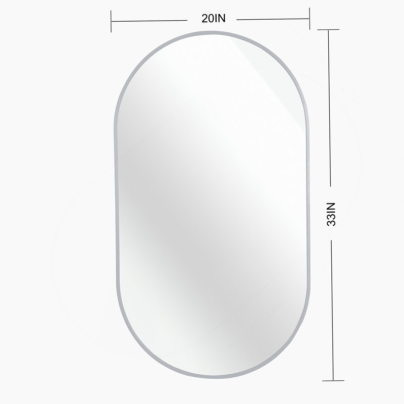 Miroir ovale en métal argenté 20 po x 28 po, Argent argent, 20 po x 33 po