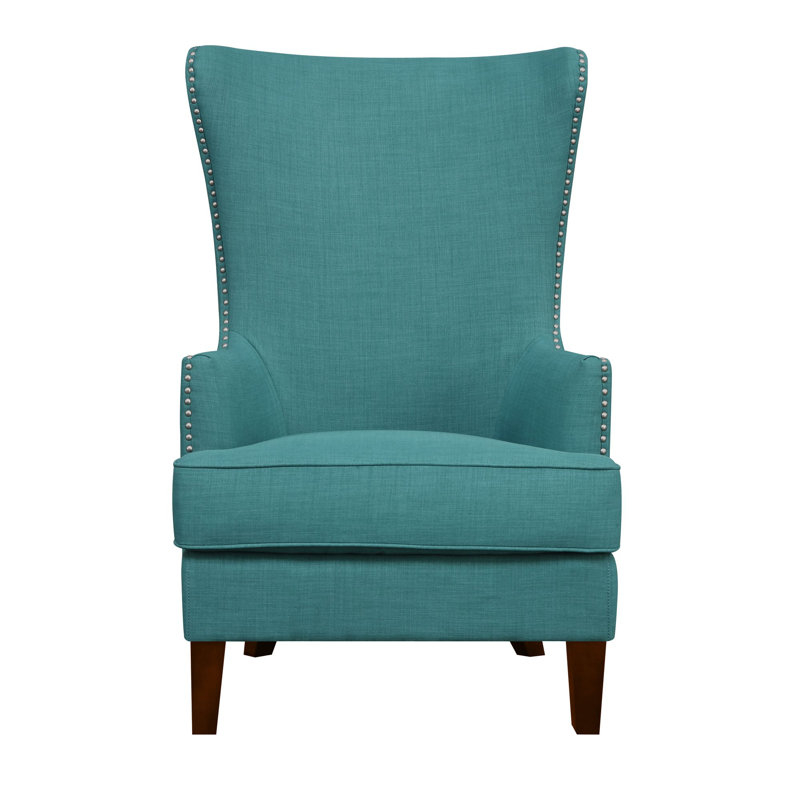 Fauteuil d'appoint Kegan avec clous chromés, Bleu sarcelle héritage