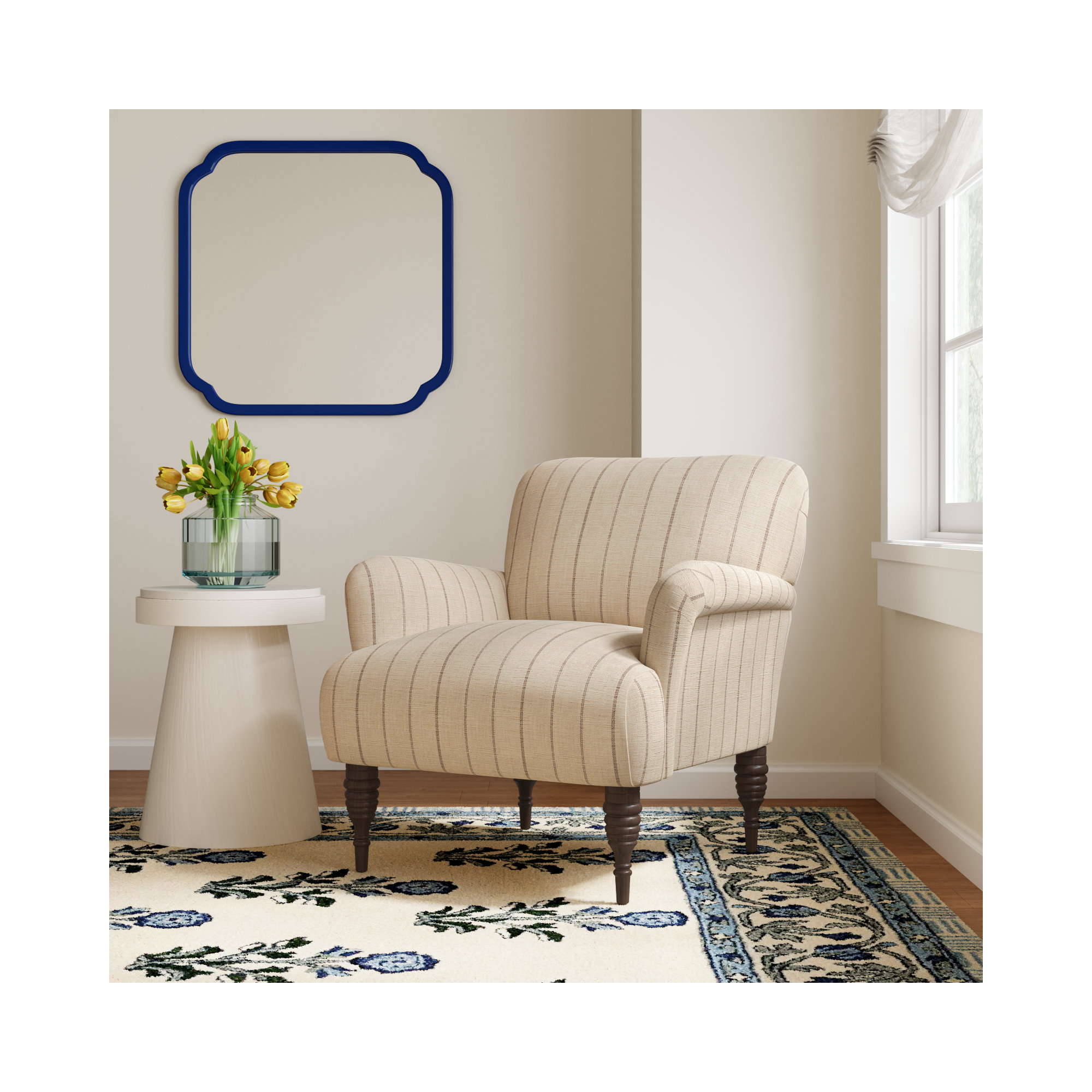 Allura Upholstered Armchair, Fritz Charcoal Stripe