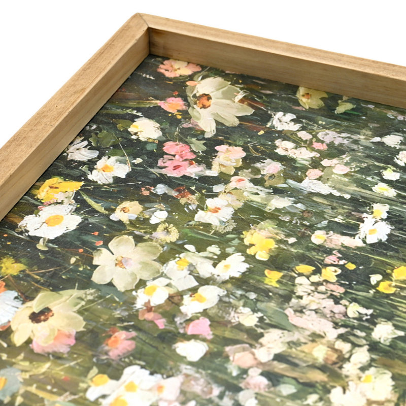 Art mural classique sur toile encadrée 16 x 24 pouces avec peinture de fleurs sauvages pour la salle de bain et la salle à manger, décor de paysage rustique, prairie, bureau