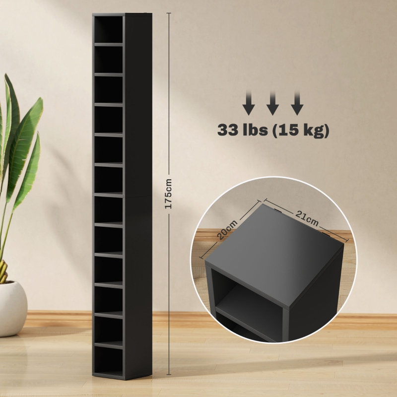 175 cm H x 21 cm W Bookcase, Black