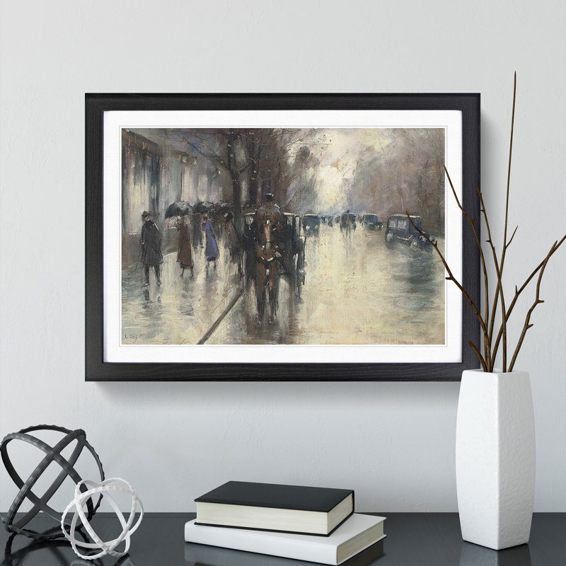 Under the Lime Trees by Lesser Ury - Picture Frame Painting, 48cm H x 65cm W x 2cm D, Black Framed
