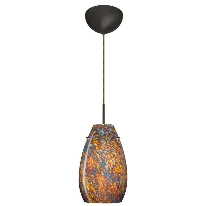 Luminaire suspendu 1 lumière Pera, Bronze, Bleu nuage