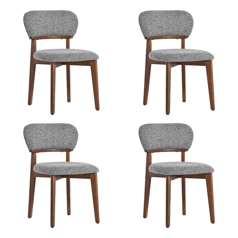 Chaises de salle à manger de style Mid-Century en boucle, hauteur d'assise 19,1 pouces, pieds en bois renforcés par des entretoises (ensemble de 4)