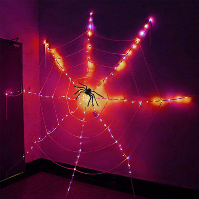 Horror Halloween Web LED Lighting Modes Halloween Festival Theme Decoration Prop 12FT,for Halloween Decorations Indoor Outdoor Yard Garden Party 11.8in Spider