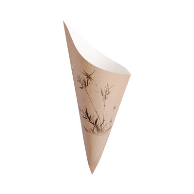 Restaurantware-Conetek 10-Inch Eco-Friendly Finger Food Cones: Perfect for Appetizers - Food-Safe Paper Cone with Bamboo Print Styling - Disposable and Recyclable - 100-CT