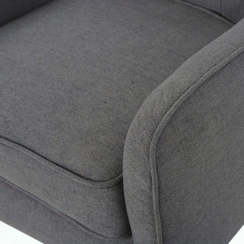 Chaise avec accoudoirs Mid-Century moderne - Dossier capitonné, Gris anthracite