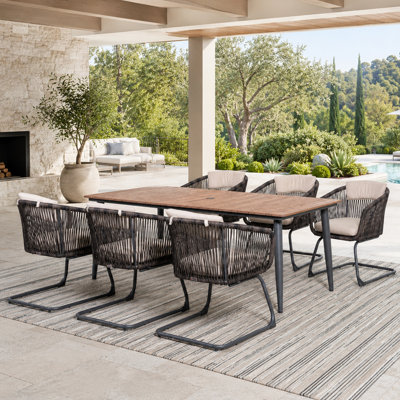 Outdoor Patio Dining Set All Weather Dining Set Rectangular Table 6 - Person