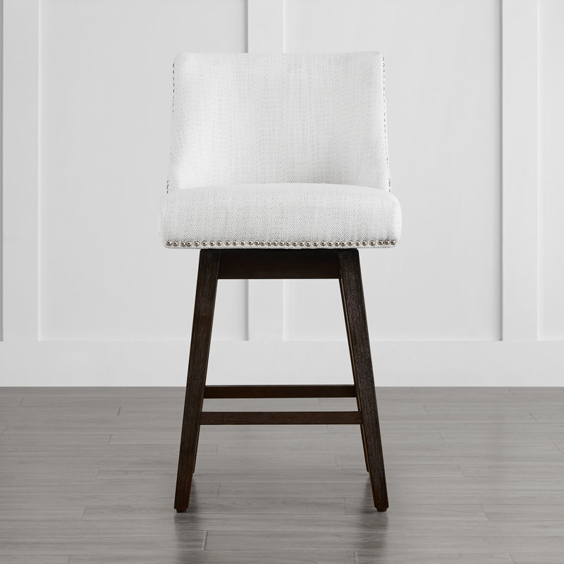 Shurma Swivel Upholstered Counter Stool, Cream