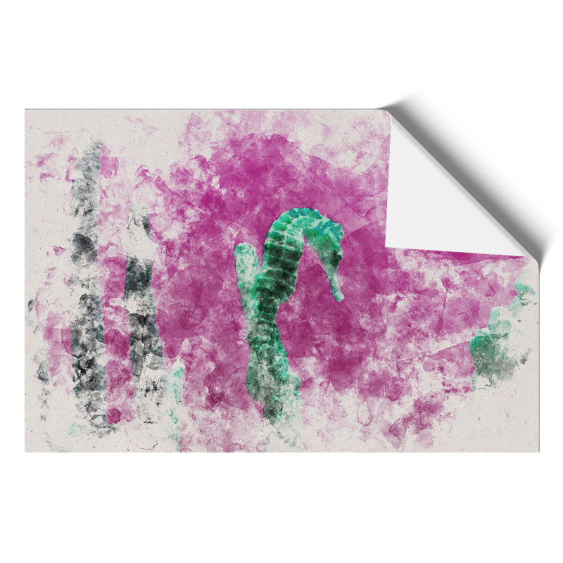 Green Seahorse Watercolour - Frameless Print, 42cm H x 59cm W x 0.1cm D