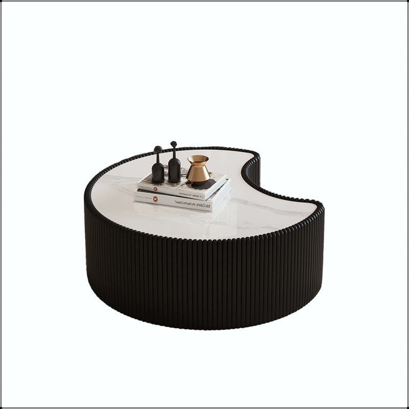 Table basse de forme irrégulière en pierre frittée, Black